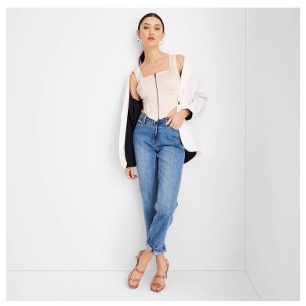 NWT Cream Zip-Front Bustier - Future Collective™ with Kahlana Barfield Brown